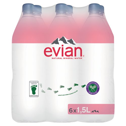 Evian Still Natural Mineral Water, 6x1.5L